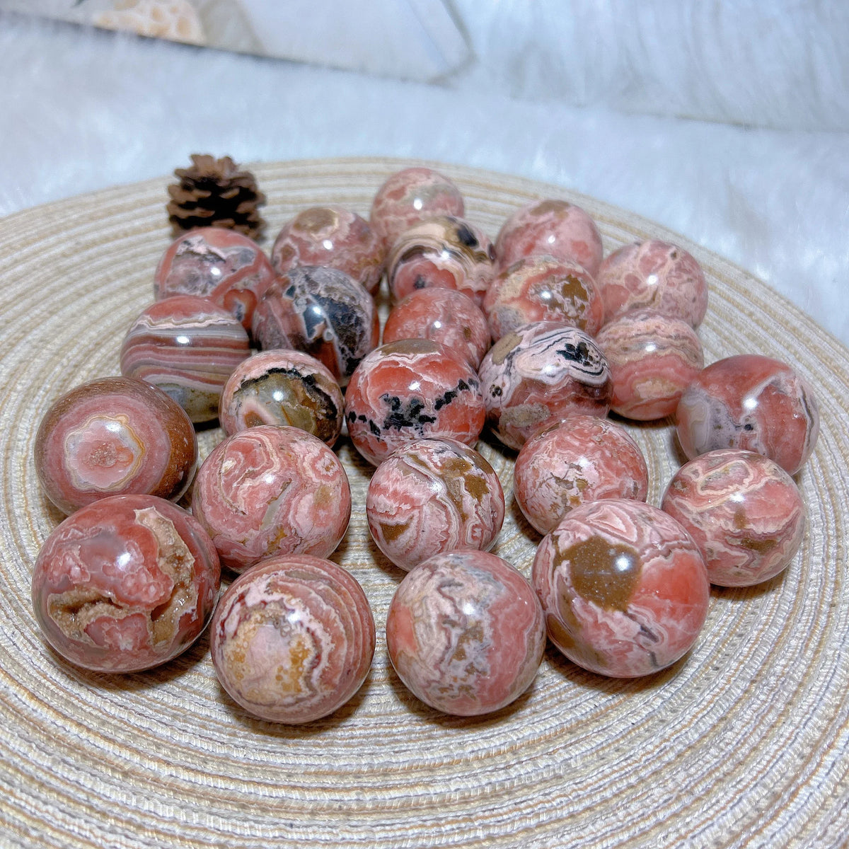 High Quality Natural Crystals Argentina Rhodochrosite Druzy Sphere Healing Gemstones Home Decorations Room Decor Jewelry Gift