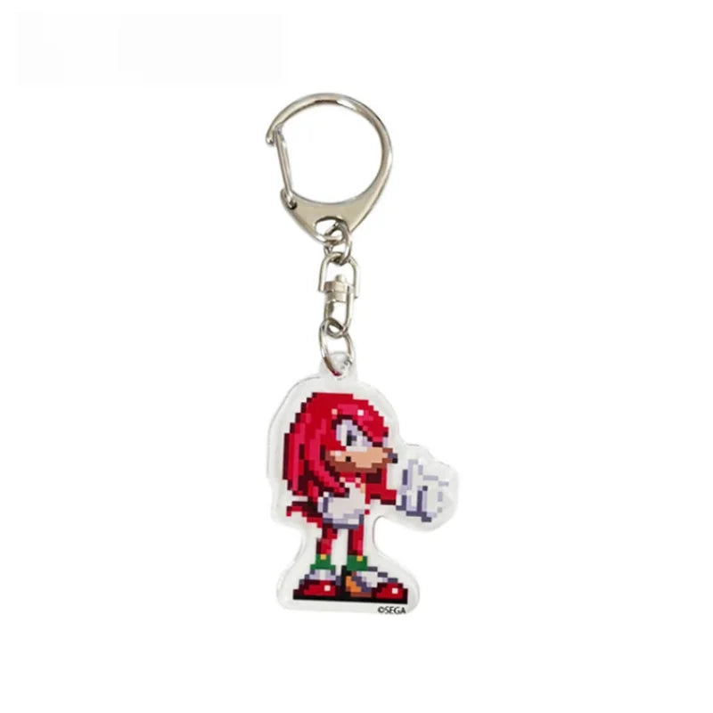 Knuckles Eggman Pixel Art 5cm Acrylic Keychain Classic Character Pendant Metal Clasp Backpack Charm Decor Ornament For Lovers