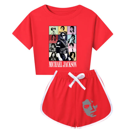 International celebrity children's short sleeved shorts and long sleeved Boy Girl Michael Jackson pajamas set