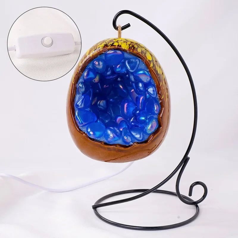 Natural Amethyst Cave Table Lamp Dinosaur Egg Bedroom LED Night Light Bedside Lamp Amethyst Flower Handicraft Home Decoration