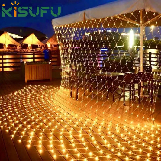 1.5x1.5M 3x2M 6x4M 8x10M LED Net Mesh Fairy String Light with Plug Outdoor Garden Wedding Decoration Home  LED Curtain Light