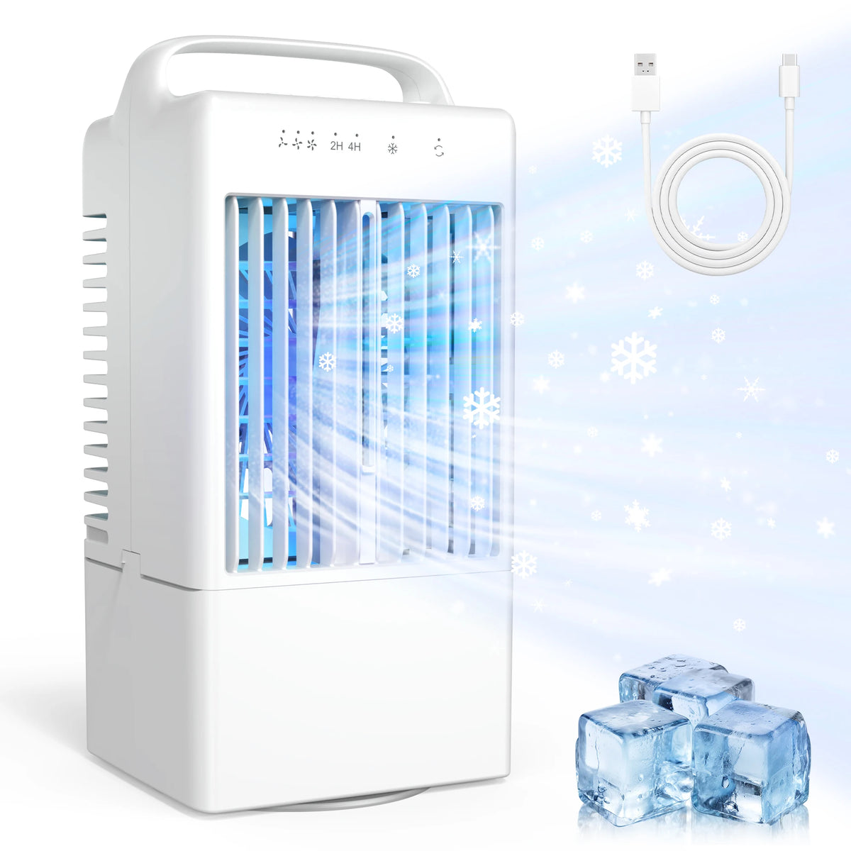 Small Electric Fan with Water and Ice Office Air Conditioning Fan Air-conditioning Fan Desktop USB Portable for Home Bedroom
