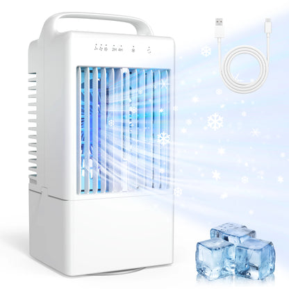 Small Electric Fan with Water and Ice Office Air Conditioning Fan Air-conditioning Fan Desktop USB Portable for Home Bedroom