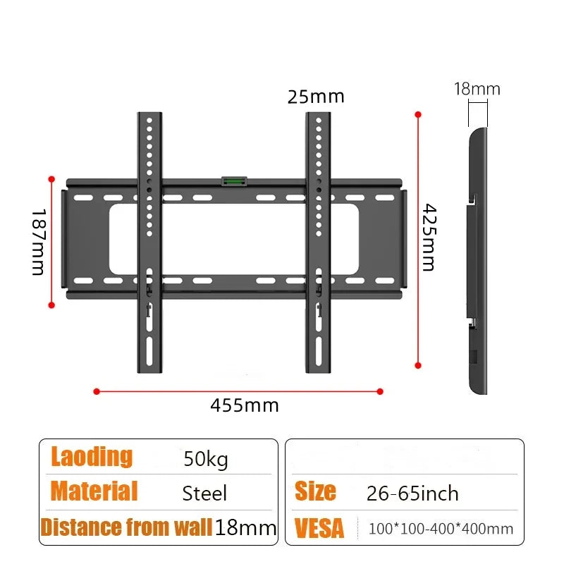 Universal TV Wall Mount Bracket 26-63 Inch LCD LED Monitor Holder Adjustable Low Profile Flat Mount for TVs