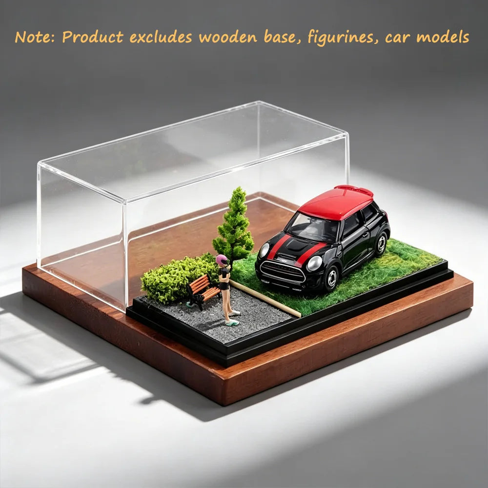 New 1:64 Car Model Scene Display Box Trendy Model Ornament Spring Summer Autumn Winter Four‑Season Grass Base Home Decorations