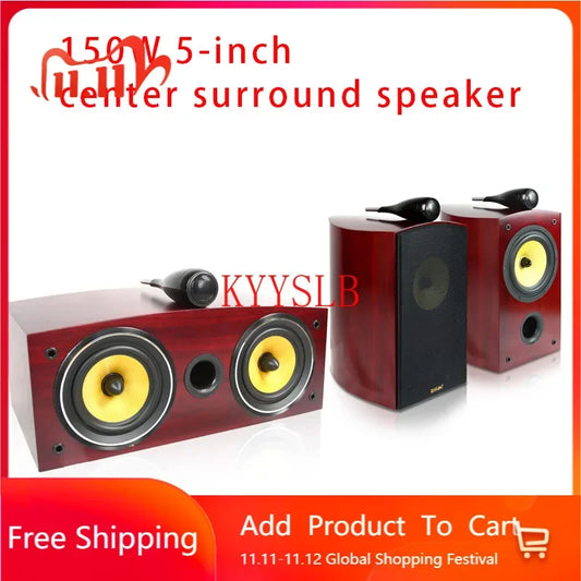 150W 5.5-inch Hi-fi Center Surround Speakers Home Theater Passive Center Speaker Set High Power Hi-fi Speaker Bookshelf Speaker