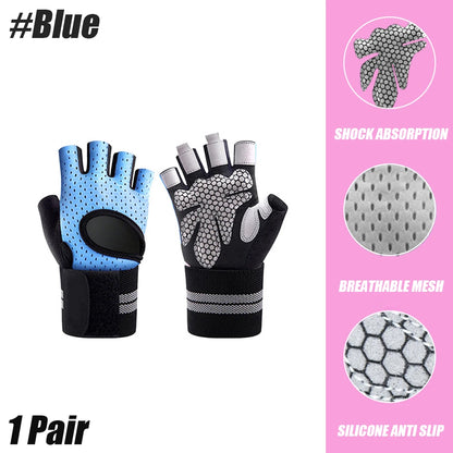 1 Pair Dumbbell Gloves Men Women Weightlifting Crossfit Bodybuilding Workout Sport Gym Training Gloves Non-slip Wrist Protector