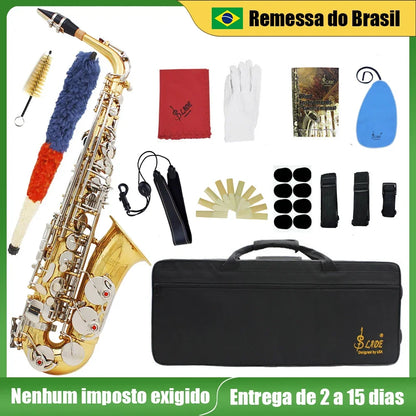 SLADE Eb E Flat Alto Saxophone Brass Sax Saxofone Woodwind Music Instrument With Case Reeds Mouthpiece Gloves Accessories