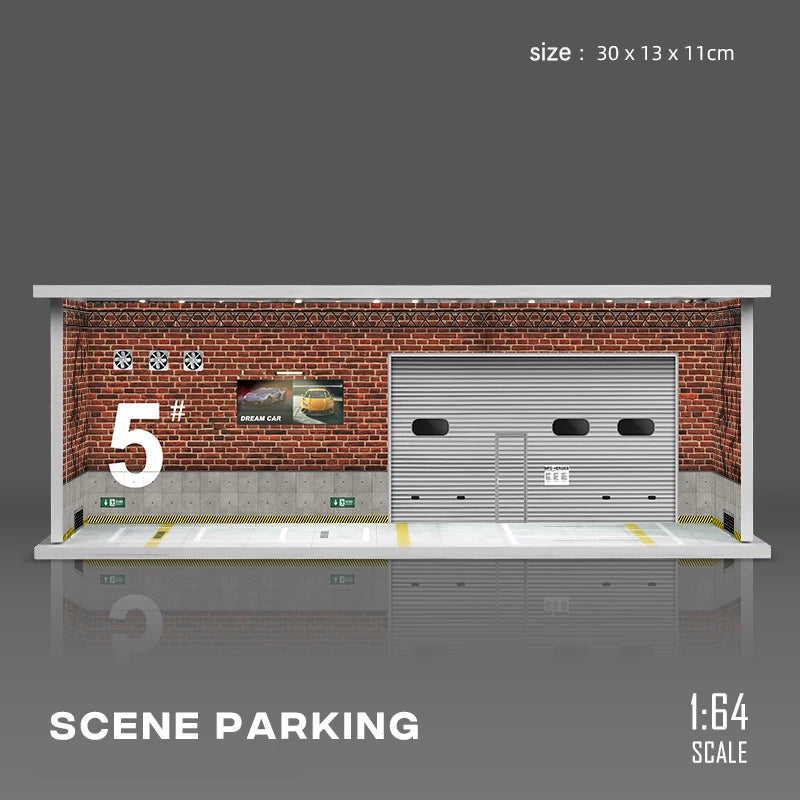 1/64 Garage scene Model Scene with Light Version Simulation Model Scene Decoration Collect (Excluding dolls and car models)