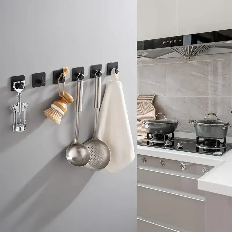 2pc/4pc Bathroom Clothes Hooks, Adhesive Wall Hooks, Stainless Steel Towel Racks, Bathroom Kitchen Hardware, Multi-Purpose Hooks