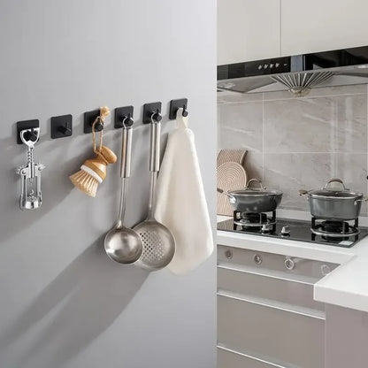 2pc/4pc Bathroom Clothes Hooks, Adhesive Wall Hooks, Stainless Steel Towel Racks, Bathroom Kitchen Hardware, Multi-Purpose Hooks