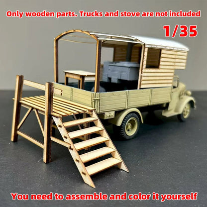 1/35 Scale Model Kit Material Wooden Military Truck Car Compartment Van Truck Bed Modified Parts Part Accessory Miniature Models