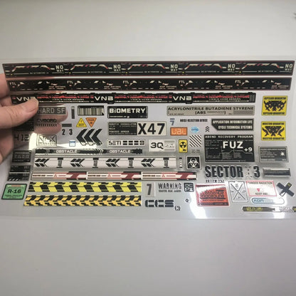Cyberpunk Mechanical Crystal Moto Sticker English QR Code Label Vinyl Decal Off Road Car Glass Decoration Luggage Box Sticker