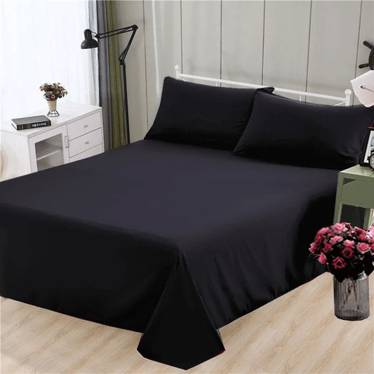 Spring Summer Autumn 1Pc 100% Polyester  Flat Sheet Solid Color High Quality Bed Sheet Various Sizes Can Be Customized