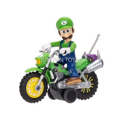 Original Super Mario Galaxy Movie 2.5 Inch Mario Luigi Pull Back Motorcycle Racer Action Figure Set Collectible Toy for Kids Fan