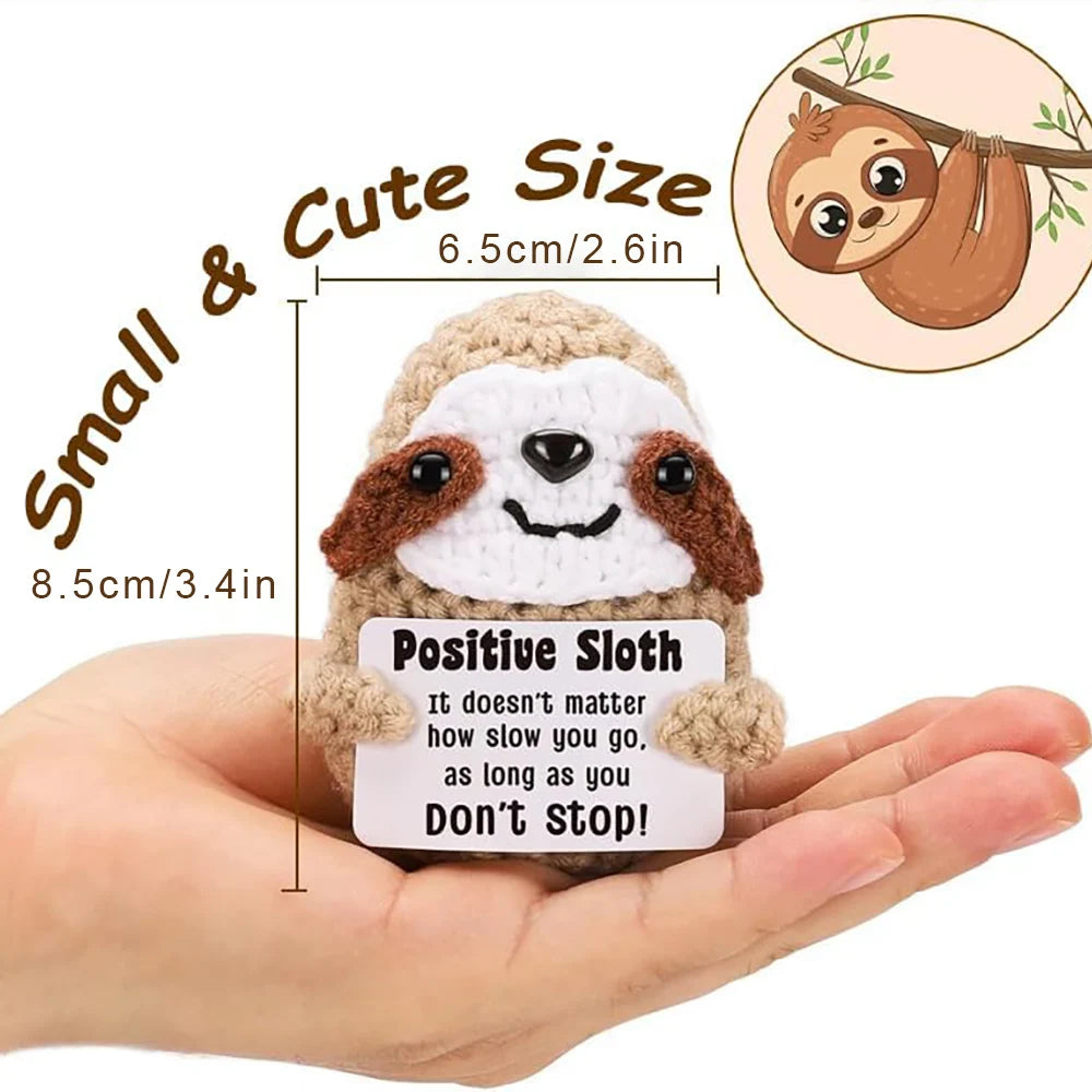 Positive Crochet Handmade Amigurumi Doll Emotional Support Pocket Hug Knit Plant Flower Encouragement Gift for Friends Coworker
