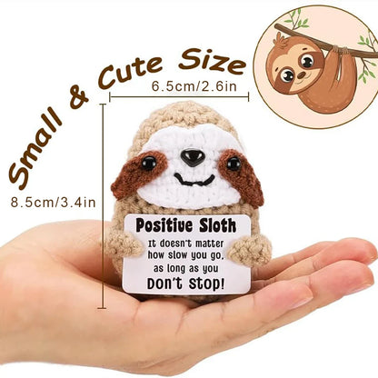 Positive Crochet Handmade Amigurumi Doll Emotional Support Pocket Hug Knit Plant Flower Encouragement Gift for Friends Coworker