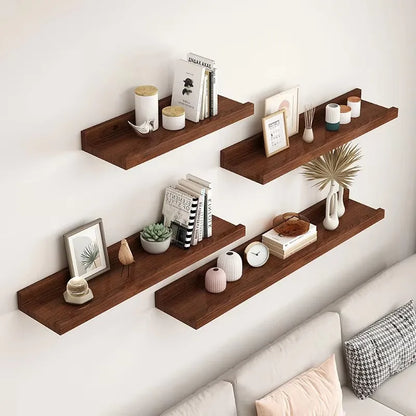 Wooden Floating Shelf Wall Mounted U-shaped Shelf Display Stand For Living Room Bathroom Kitchen Organizer Storage Rack