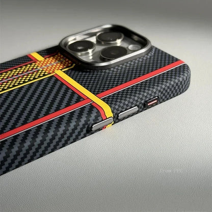 For iPhone 17 16 15 18 Pro Max Case Carbon Fiber Abstract Geometric for MagSafe Cover Magnetic Charging Shell Camera Armor Funda