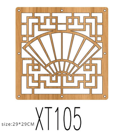 10pcs Room Hanging Screen Partition Guest Room Divider Panel wooden color Living Room Office Simple Chinese Hollowing Screen