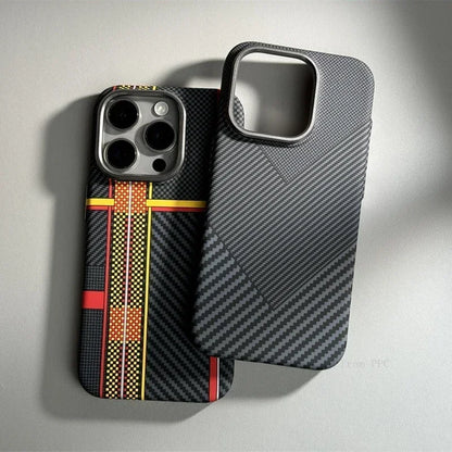 For iPhone 17 16 15 18 Pro Max Case Carbon Fiber Abstract Geometric for MagSafe Cover Magnetic Charging Shell Camera Armor Funda