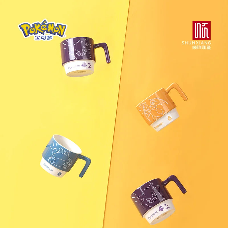 Pokémon Licensed Cartoon Ceramic Mugs Stackable Coffee Milk Tea Cups Kids Coffee Cups Breakfast Milk Juice Cup