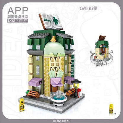 LOZ Blocks FUN Ideas Mini Street Store Toy Small Flower Pisa Shop Brinquedos MOC City House Food Building Bricks Girl Gifts