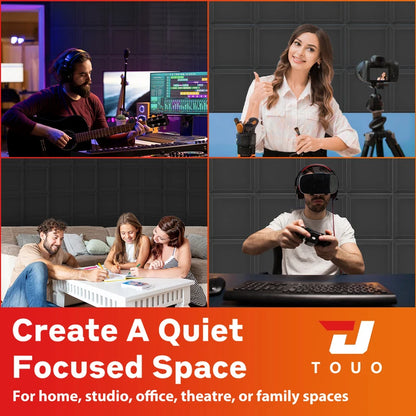 TOUO 6/12/24 Pcs Large Square Hypotenuse Acoustic Foam High Density Ktv Sound Foam Studio Acoustic Treatment Home Decoration