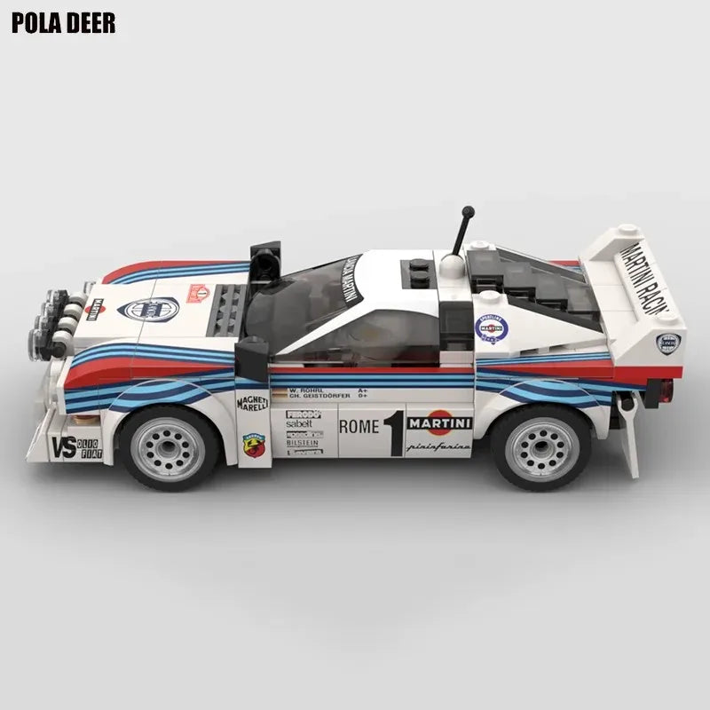 Poladeer 244PCS DIY MOC-Lancia 037 Martini Rally Car Building Blocks DecompressionSmall Particles Toy Assembly Puzzle Model Gift