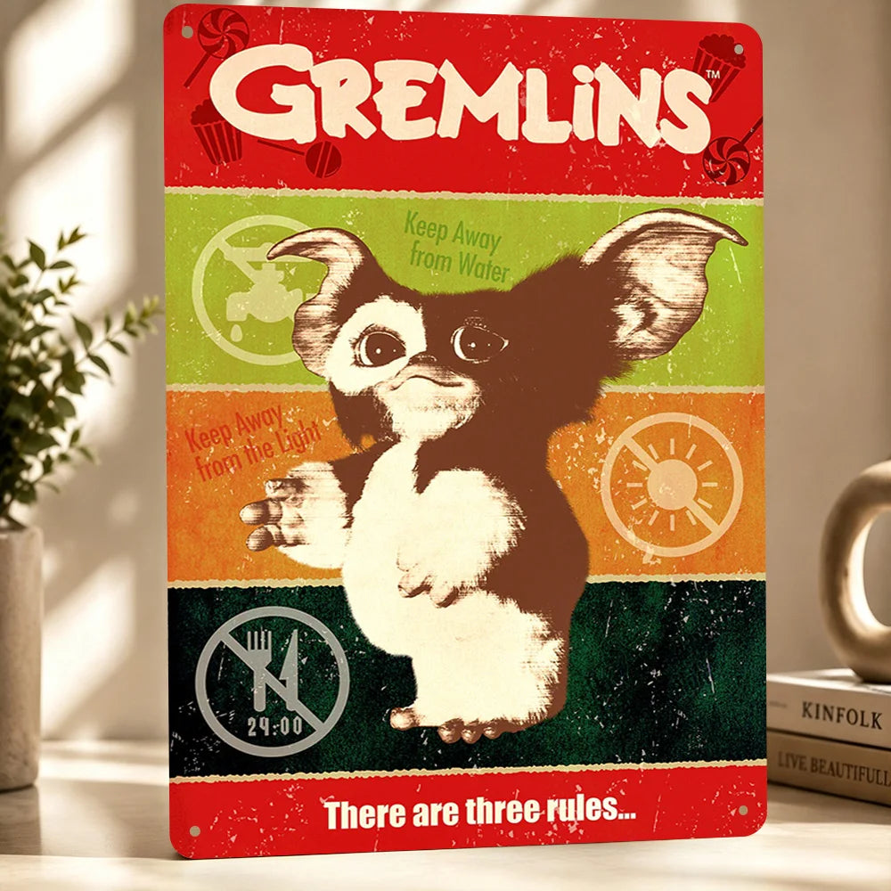 Gremlins Aluminum Posters Customized Metal Tin Sign Vintage Premium Dramatic Screen Scene Wall Art For Film Fans And Theaters