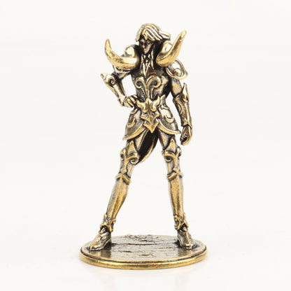 Gold Saint brass Mini Figures twelve zodiac Saint Seiya ornament cartoon model desktop decoration copper gift