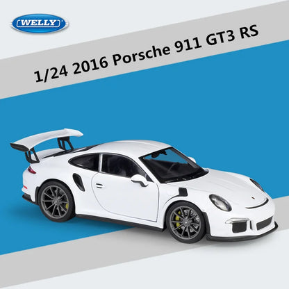 WELLY 1:24 Porsche 911 GT3 RS Alloy Sports Car Model Diecast Metal Racing Car Vehicles Model Simulation Collection Kids Toy Gift