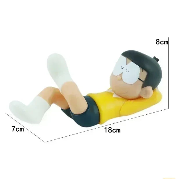 Anime Doraemon Nobita Nobi Sleep Car Decoration Kawaii Action Figure Blue Fat Collectible Model Toy Dolls Birthday Gifts