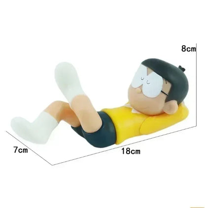 Anime Doraemon Nobita Nobi Sleep Car Decoration Kawaii Action Figure Blue Fat Collectible Model Toy Dolls Birthday Gifts