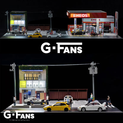 G Fans 1/64 Scale Diecast Car Garage Diorama Model Miniature Parking Lot Scene for Vehicle Display and Toy Background Collection