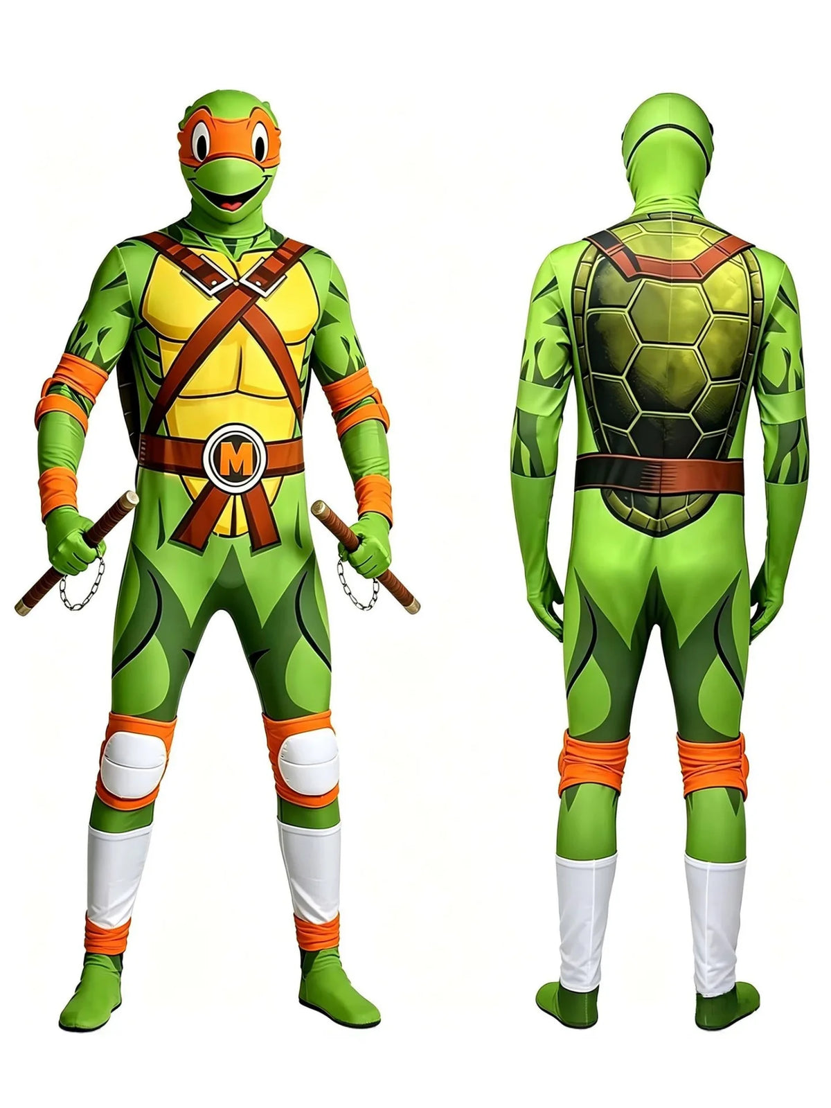 Ninja Turtles Style Cosplay Suit, Adult Halloween Superhero Costume, Stretch Bodysuit for Carnival Performance Party