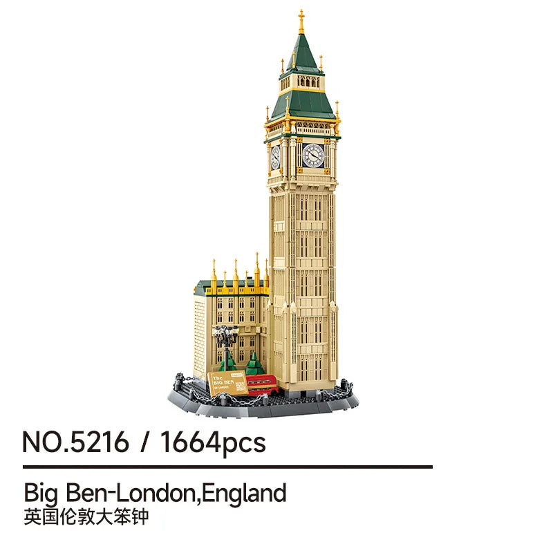 WANGE City Architecture Sydney Opera Santorini Building Blocks Chamartin Stadium Mosque Assembled Model Collection Toys For Gift