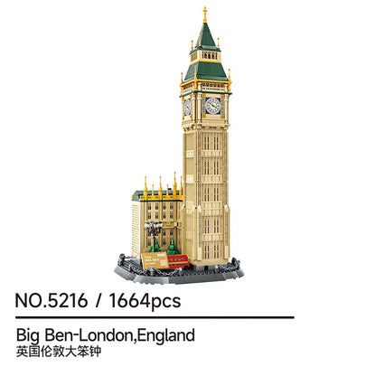 WANGE City Architecture Sydney Opera Santorini Building Blocks Chamartin Stadium Mosque Assembled Model Collection Toys For Gift