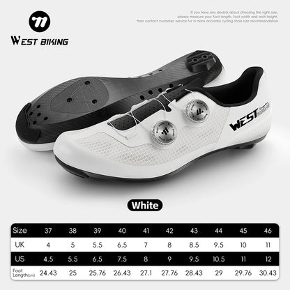 WEST BIKING Road Cycling Shoes Men Carbon Sole Dual Dial Breathable Racing Footwear 3 Hole Lock Cleat Lightweight Bike Shoes