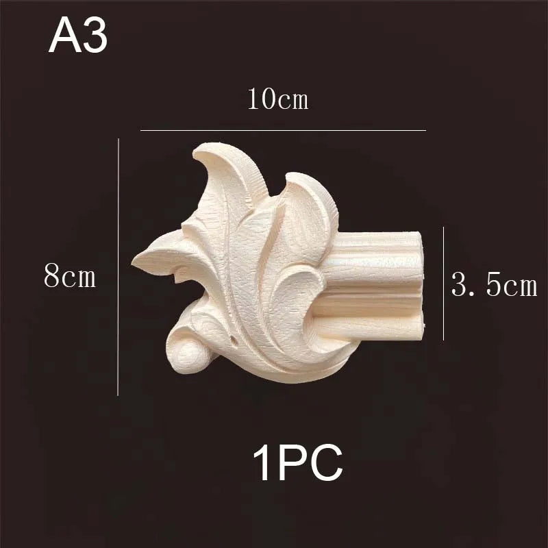 Natural Wood Corner Onlay Moldling European Style Home Decor Background Wall Applique Carved Figurine Living Room Decoration