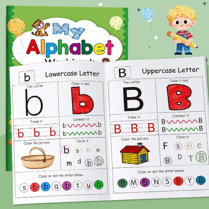 Activity Portable and Durable English 48 Pages Alphabet Connection Creative Drawing Preschool ABC Coloring Workbook Writing Book