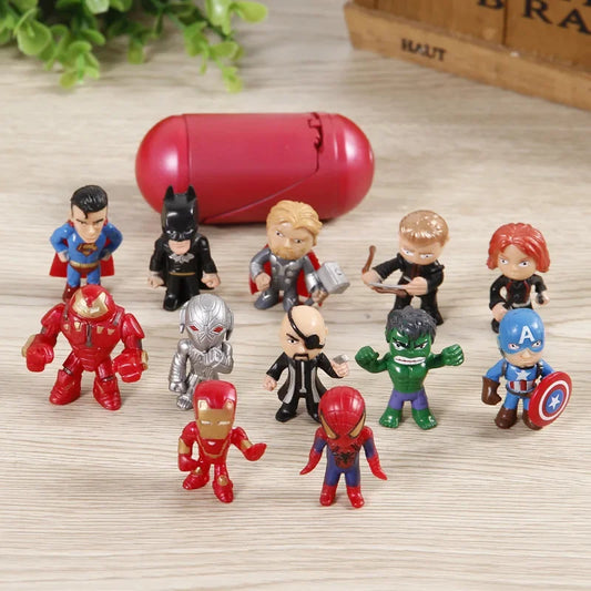 12 Pcs/Set Mini Figures Hulk Thor Spider Man Action Figure Superhero Model Toys For Children Christmas Gifts desktop decorations