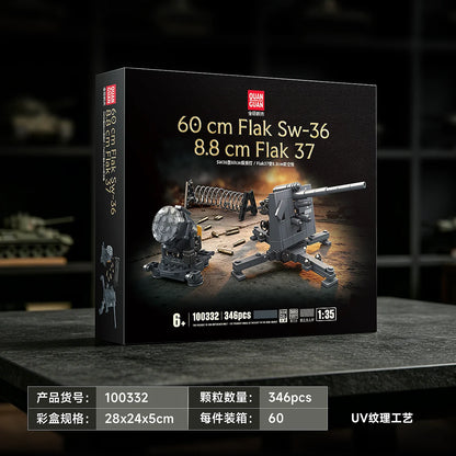 Cannon Vehicle Building Blocks Sw36 Searchlight/Flak37 Anti-Aircraft Gun Model Assembly Toy Gift