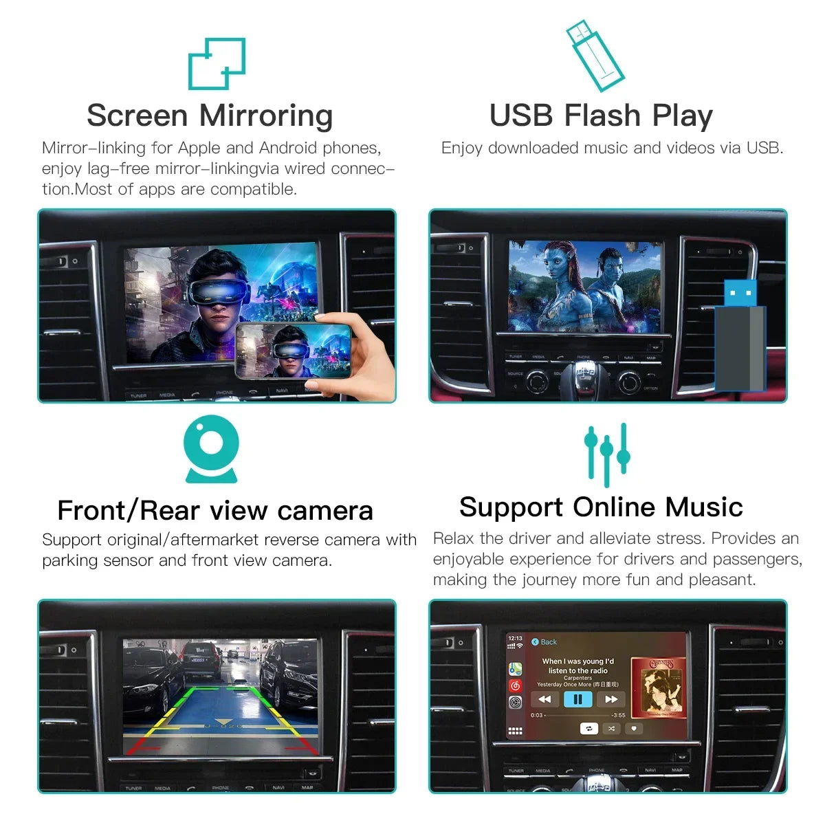 Wireless CarPlay Android auto For Panamera Cayenne Macan Cayma 911 918 PCM 3.1 Support Mirror Link AirPlay Camera
