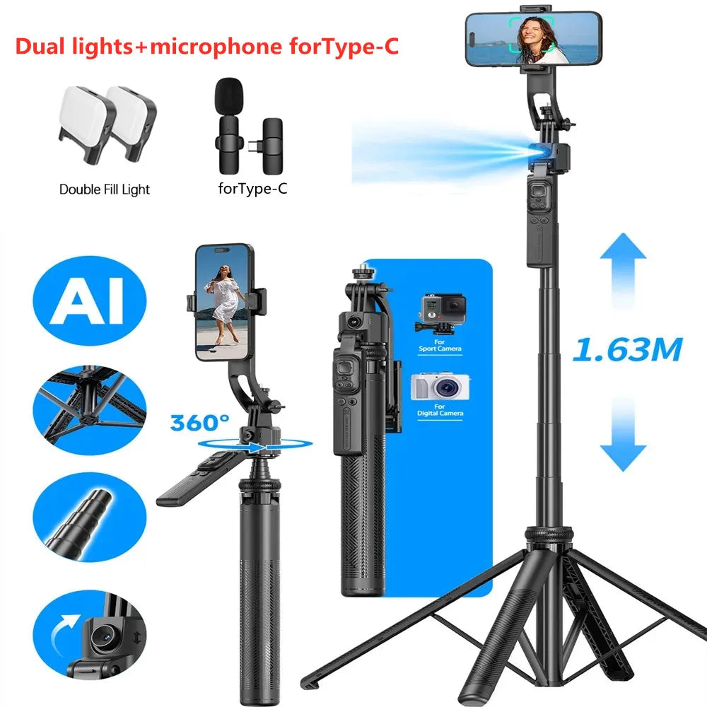 FANGTUOSI 360 Rotation Gimbal Stabilizer ,Selfie Stick Tripod for Smartphone Camera With Bluetooth shutter Stabilizer for Live