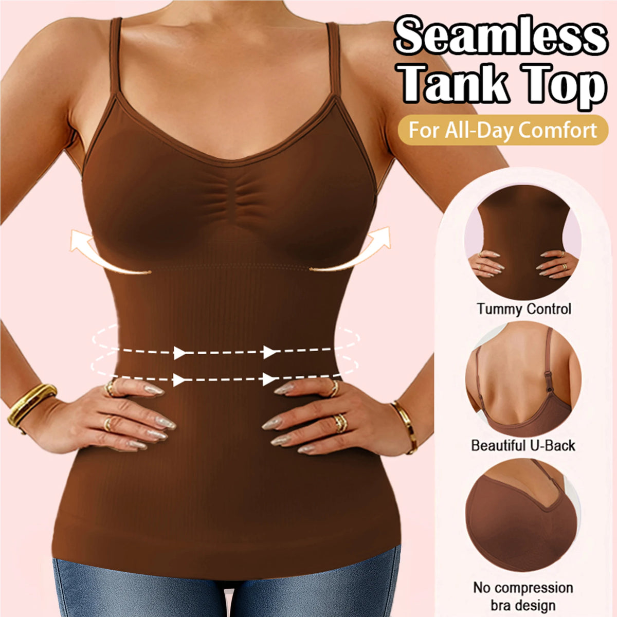 1pc Women‘s Camisole Breathable Shapewear Tops Tummy Control Built In Bra Tank Shaping Body Shaper Slimming Cami Vest Corset