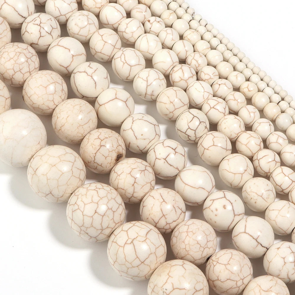 Natural White Turquoises Stone Beads 3-16mm Gemstone Spacer Bead for Jewelry Making DIY Bracelet Necklace Beaded Accessories
