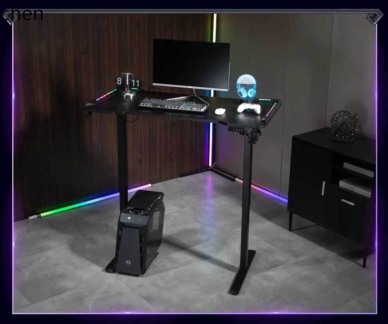 HXL Gaming Desk Electric Height-Adjustable Office Computer Desk Solid Wood Desk