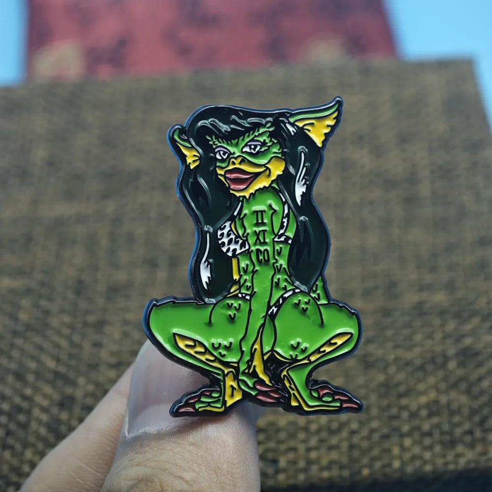Sexy Greta Femme Enamel Pins 80s Horror Movie Gremlin Metal Brooch Cartoon Anime Badge Fashion Jewellery Backpack Accessory Gift