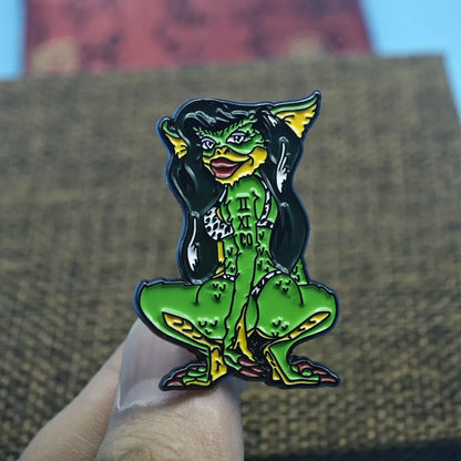 Sexy Greta Femme Enamel Pins 80s Horror Movie Gremlin Metal Brooch Cartoon Anime Badge Fashion Jewellery Backpack Accessory Gift